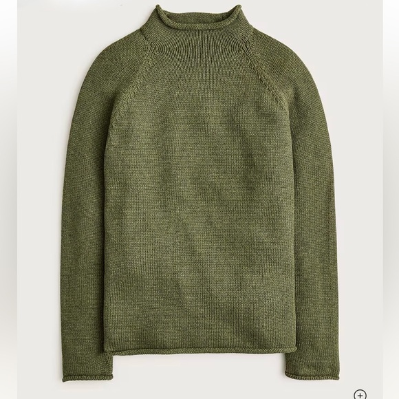 J. Crew 1988 Rollneck Unisex Sweater in Cotton in Heather Moss Green - Picture 2 of 11